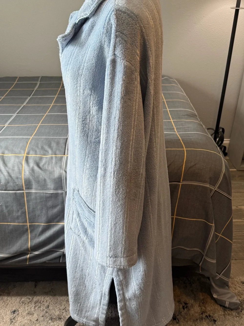 😴Adonna Cozy Full-Length Zip Robe Coat in Light Blue Size Large